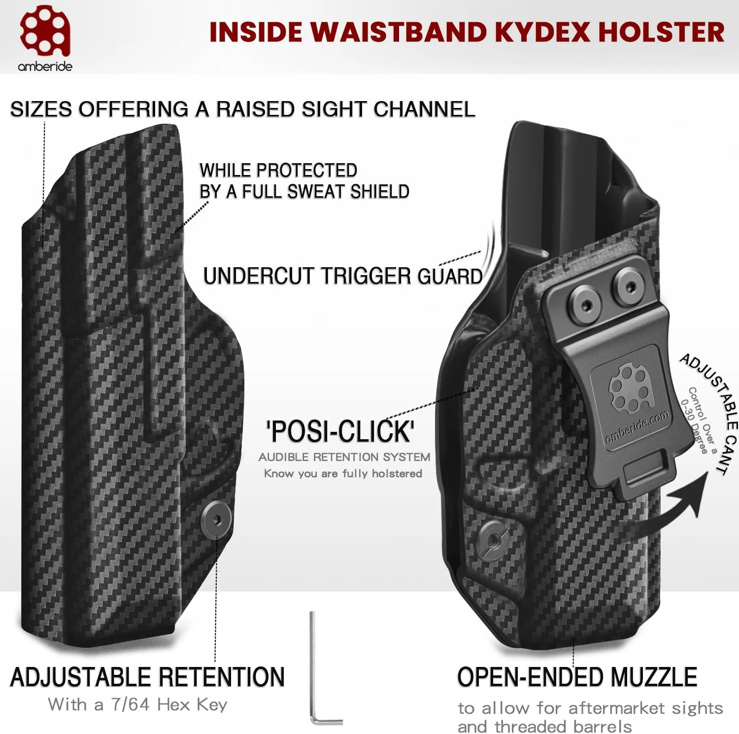 EC9S Holster LC9S Holster IWB Kydex for Ruger EC9S / LC9S / LC9 / LC380 Pistol – Inside Waistband Concealed Carry – Adjustable Cant & 'Posi-Click' Retention – No Wear - No Jitter - Made in USA