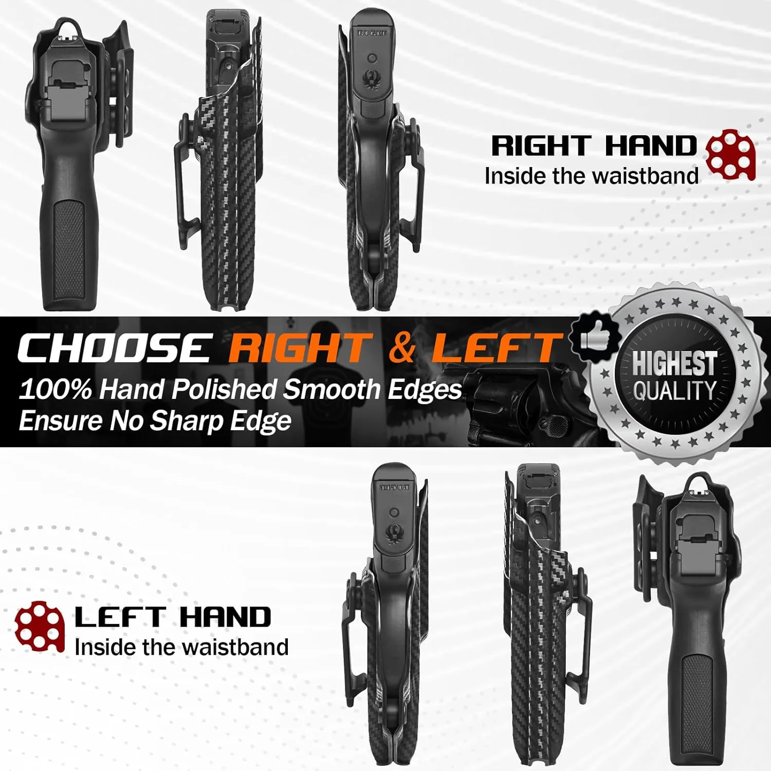 EC9S Holster LC9S Holster IWB Kydex for Ruger EC9S / LC9S / LC9 / LC380 Pistol – Inside Waistband Concealed Carry – Adjustable Cant & 'Posi-Click' Retention – No Wear - No Jitter - Made in USA