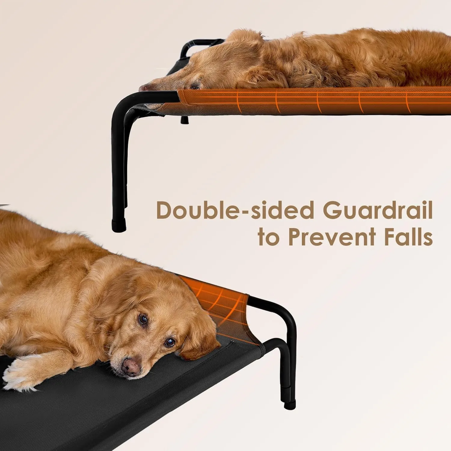 EHEYCIGA Reinforced Elevated Large Dog Cot Bed, Raised Outdoor Dog Hammock, Lifted Pet Platform with Frame and Washable Waterproof Cooling Teslin Mesh and Anti-Slip Feet, 43x26 inch