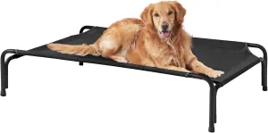 EHEYCIGA Reinforced Elevated Large Dog Cot Bed, Raised Outdoor Dog Hammock, Lifted Pet Platform with Frame and Washable Waterproof Cooling Teslin Mesh and Anti-Slip Feet, 43x26 inch