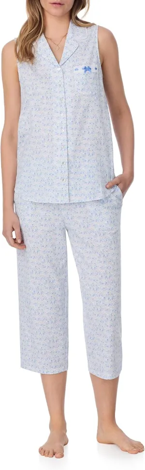 Eileen West 2 Piece Sets for Women - Soft Cotton Jersey Sleeveless Capri Pajama Lounge Sets