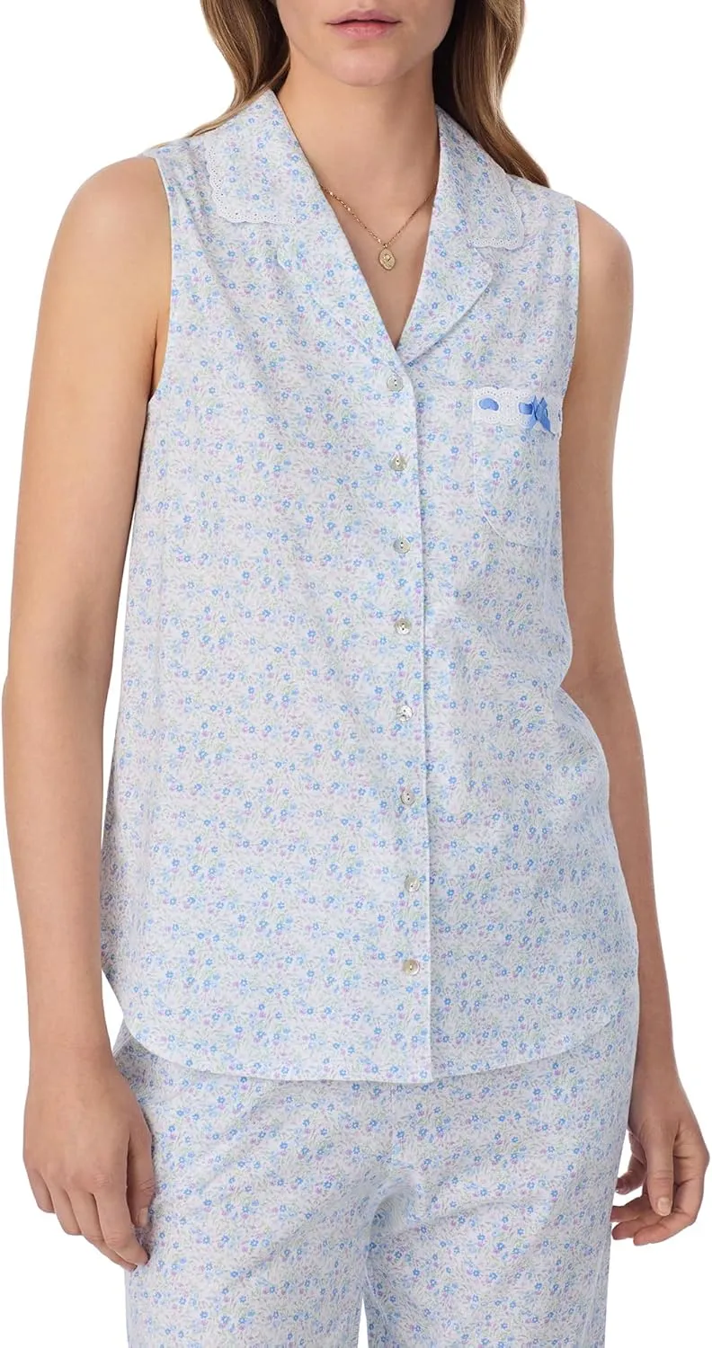 Eileen West 2 Piece Sets for Women - Soft Cotton Jersey Sleeveless Capri Pajama Lounge Sets