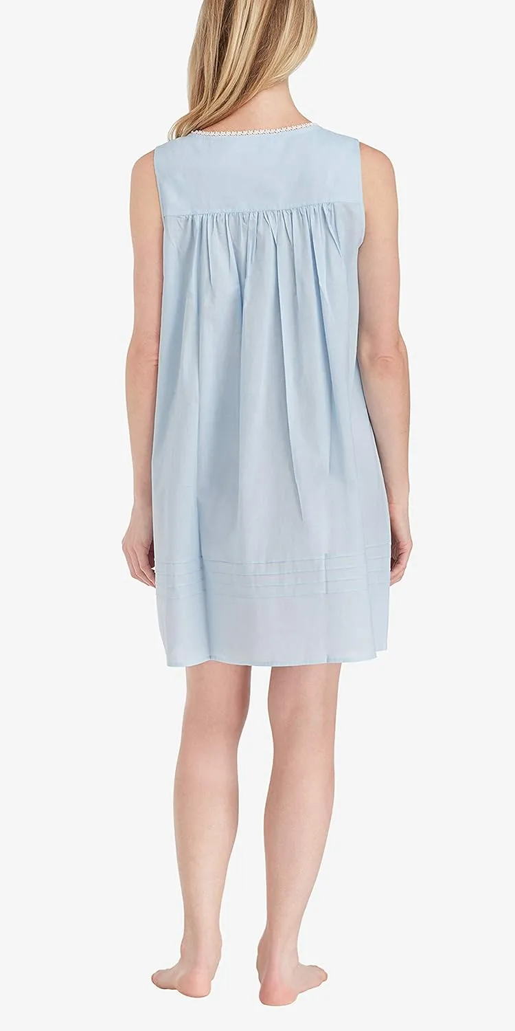 Eileen West Nightgowns for Women, Short Poetic Cotton Sleeveless Lightweight Night Shirt