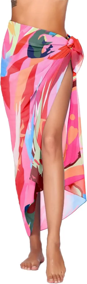 Ekouaer Women Sarong Swimsuit Coverups Chiffon Long Bikini Wraps Sheer Beach Bathing Suit Cover Up