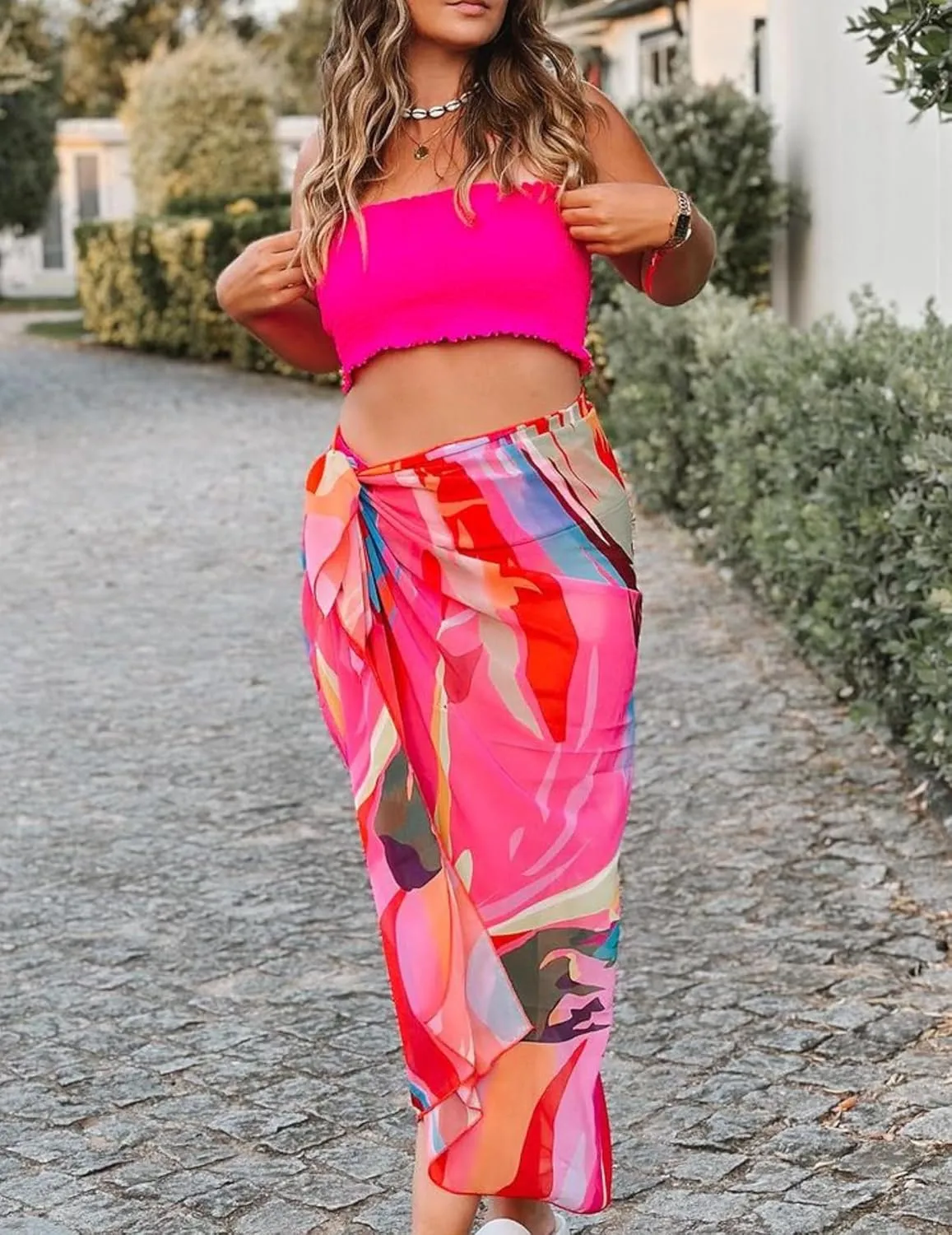 Ekouaer Women Sarong Swimsuit Coverups Chiffon Long Bikini Wraps Sheer Beach Bathing Suit Cover Up