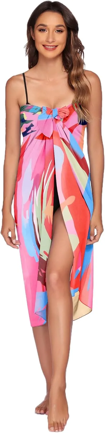 Ekouaer Women Sarong Swimsuit Coverups Chiffon Long Bikini Wraps Sheer Beach Bathing Suit Cover Up