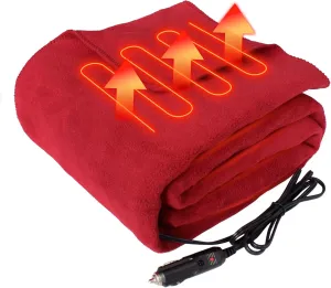 Electric Blanket,12 Volt Heated Blanket,Car Heated Travel Blanket Fast Heating Warm Blanket for Cars,Office,Travelling (Red)