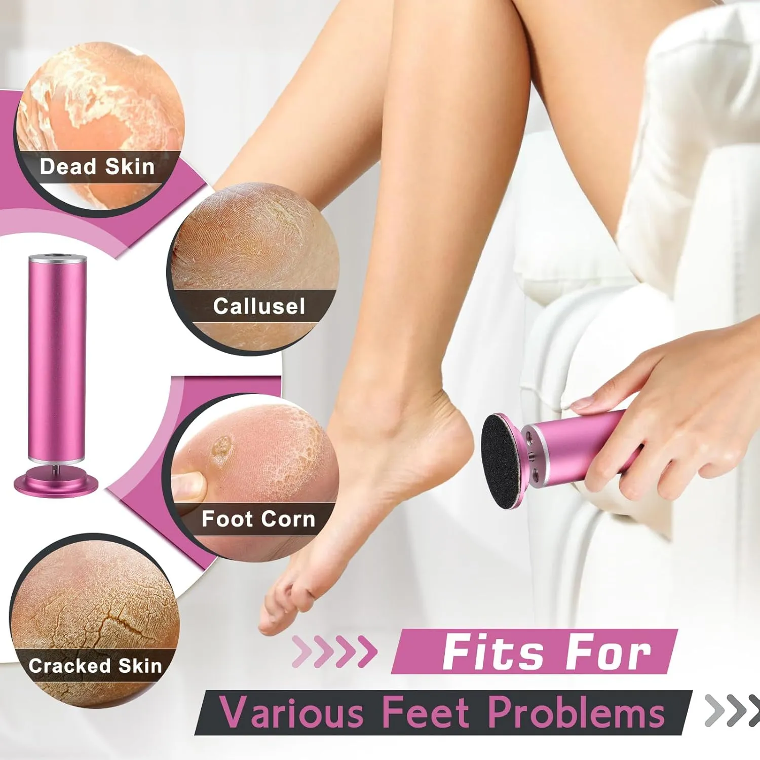Electric Callus Remover, FSA or HSA Eligible Foot Nail File Grinder Tool with Speed Controller and 60PCS Replacement Sandpaper Disk, Pedicure Tool Feet Scrubber for Dead Dry Crack Skin Calluses