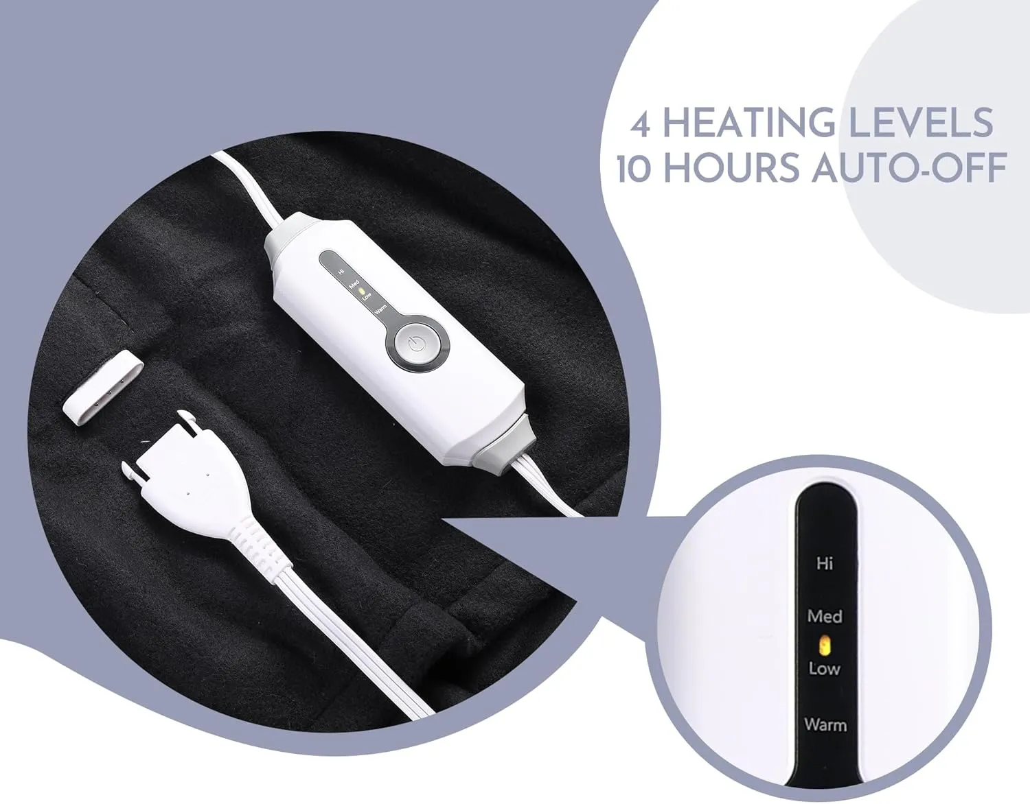 Electric Heated Blanket 72" x 84" Full Size Soft Fleece Heated Blanket, 4 Heating Levels ＆ 10 Hours Auto Off, Faster ＆ Warmer - Dark Grey