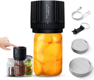 Electric Vacuum Sealer Machine Kit for Mason Jar, Vacuum Sealing Machine for Canning Supplies, Regular and Wide Mouth Mason Jars Lids, Cordless Can Sealer, Food Saver Storage