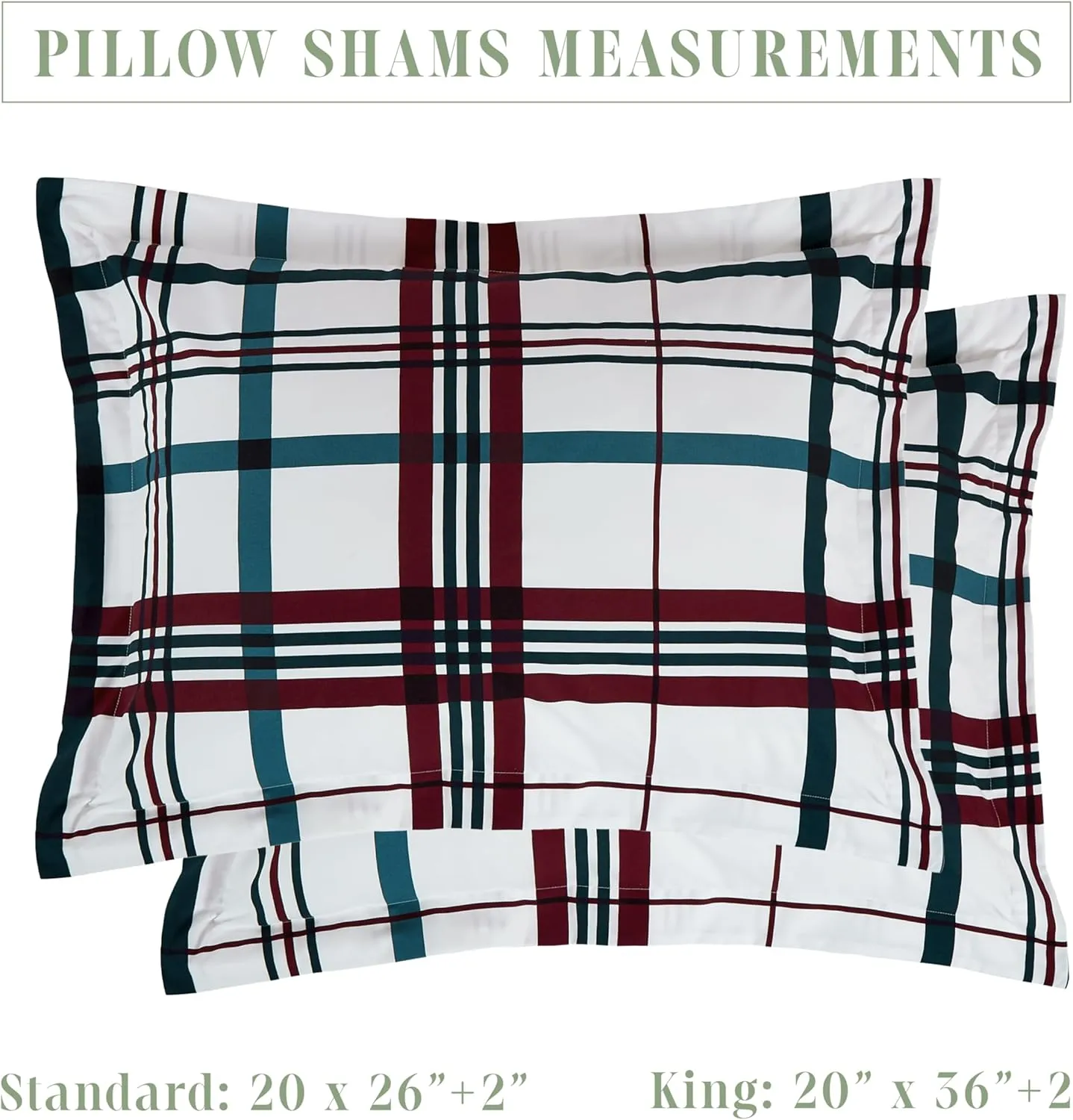 Elegant Comfort 8-Piece Lodge Plaid Reversible Comforter Set - All Season Bed in a Bag, 4-Piece Sheet Set Featuring Smart Pockets, Matching Shams and Decorative Pillow, Full/Queen, Burgundy