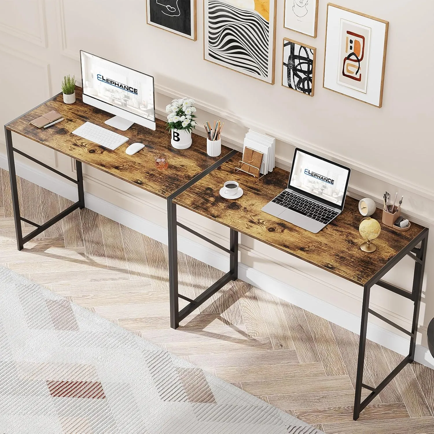 Elephance Folding Desk Writing Computer Desk for Home Office, No-Assembly Study Office Desk Foldable Table for Small Spaces