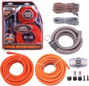 Elite Audio Premium Series 4-Gauge Amp Kit - 2000W Max Power, Copper Clad Aluminum Wire, Triple-Shielded RCA Cables, High-Power Capacity, Mini-ANL Fuse Holder, Car Amplifier Install Kit - EA-PRMK4