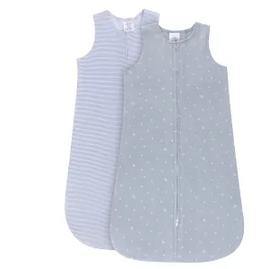 Ely's & Co. 100% Cotton Wearable Blanket Baby Sleep Bag 2 Pack (12-18 Months, Blue)