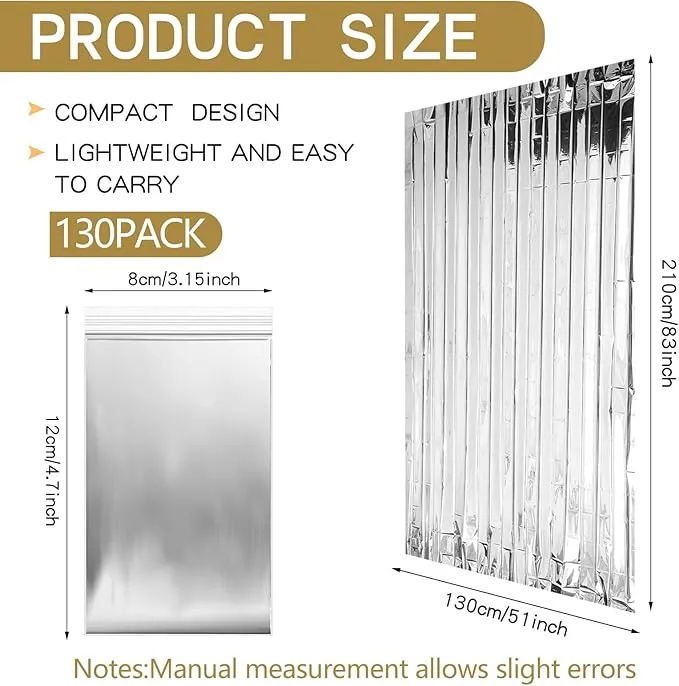 Emergency Blanket Bulk Mylar Survival Thermal Blankets Pack Silver Foil Reflective Blankets for Cold Outdoors Camping Hiking First Aid Shelter Space Emergency Supplies Blanket Set