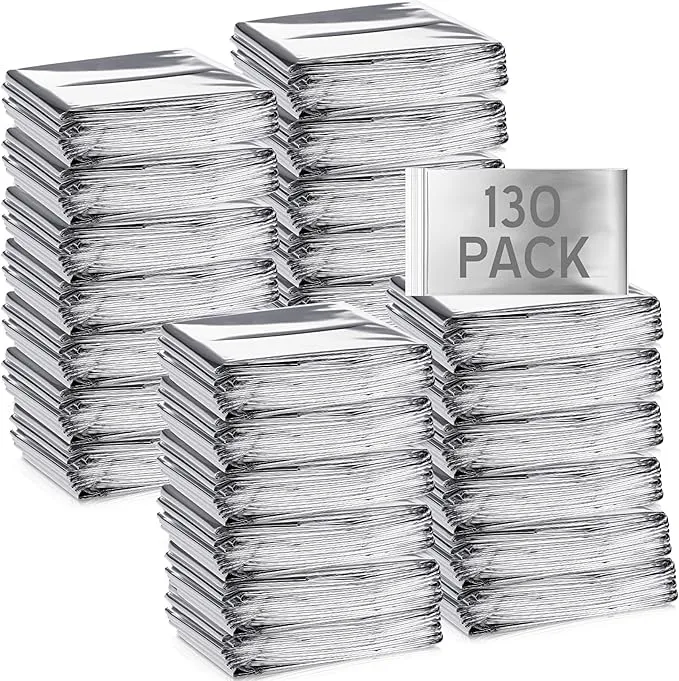 Emergency Blanket Bulk Mylar Survival Thermal Blankets Pack Silver Foil Reflective Blankets for Cold Outdoors Camping Hiking First Aid Shelter Space Emergency Supplies Blanket Set