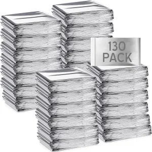 Emergency Blanket Bulk Mylar Survival Thermal Blankets Pack Silver Foil Reflective Blankets for Cold Outdoors Camping Hiking First Aid Shelter Space Emergency Supplies Blanket Set