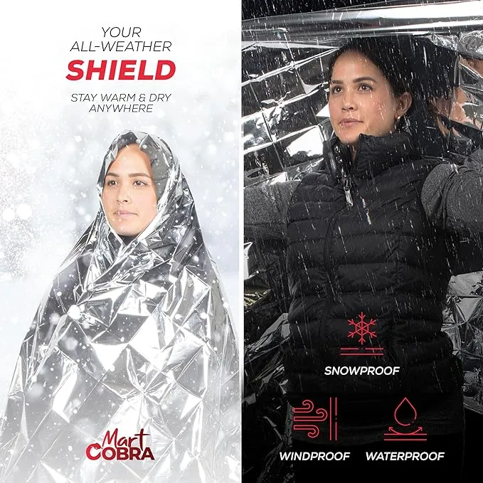 Emergency Blankets for Survival Gear and Equipment x25, Space Blanket, Mylar Blankets, Thermal Blanket, Survival Blanket, Survival Kits Emergency Kit, Emergency Supplies, Foil Blanket Camping Shelter