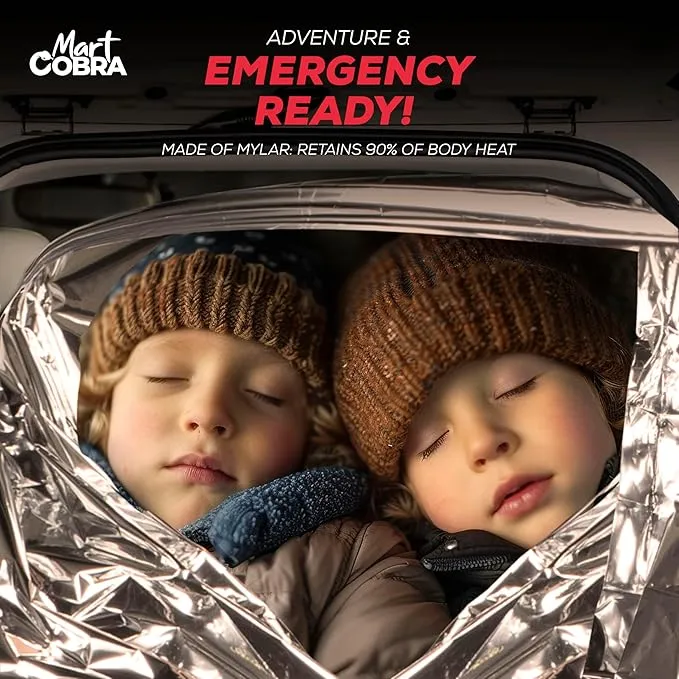 Emergency Blankets for Survival Gear and Equipment x25, Space Blanket, Mylar Blankets, Thermal Blanket, Survival Blanket, Survival Kits Emergency Kit, Emergency Supplies, Foil Blanket Camping Shelter