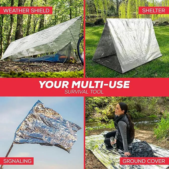 Emergency Blankets for Survival Gear and Equipment x25, Space Blanket, Mylar Blankets, Thermal Blanket, Survival Blanket, Survival Kits Emergency Kit, Emergency Supplies, Foil Blanket Camping Shelter