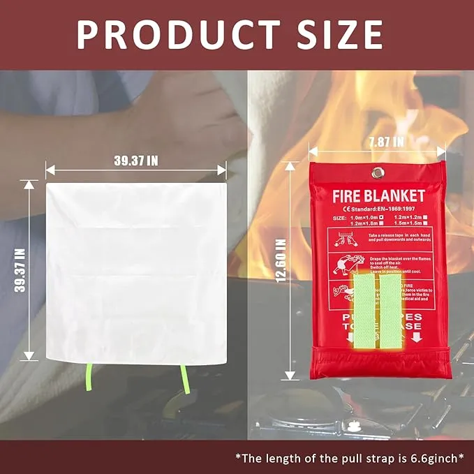Emergency Fire Blankets, Fire Extinguisher Blanket Glow at Night, Flame Retardant Blanket Fire Safety Blanket for Home and Kitchen, Camping, Grill, Car, Office (6 Pack)