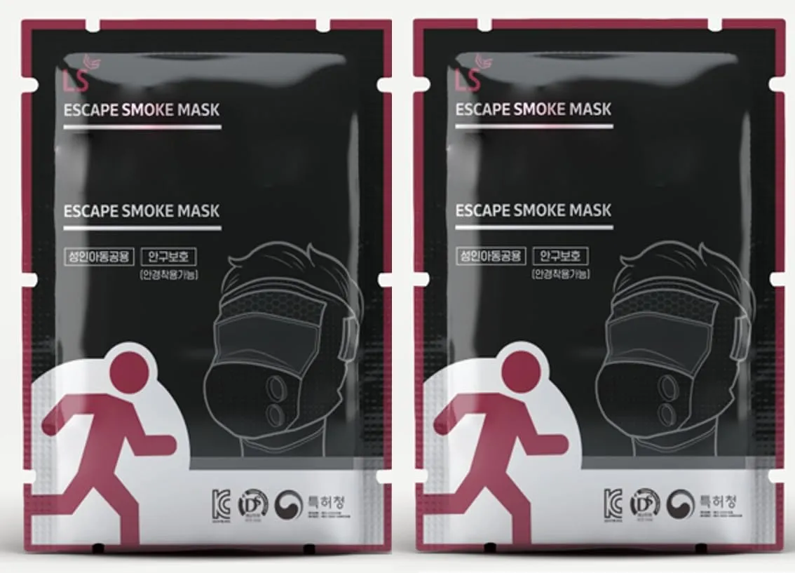 Emergency Fire Escape Smoke Face Cover – Home Essentials For Survival Rescue Device Protection with Moisture Barrier, Heat-Resistant Goggles, & Calming Extracts (Use it in case of fire)_2 Packs