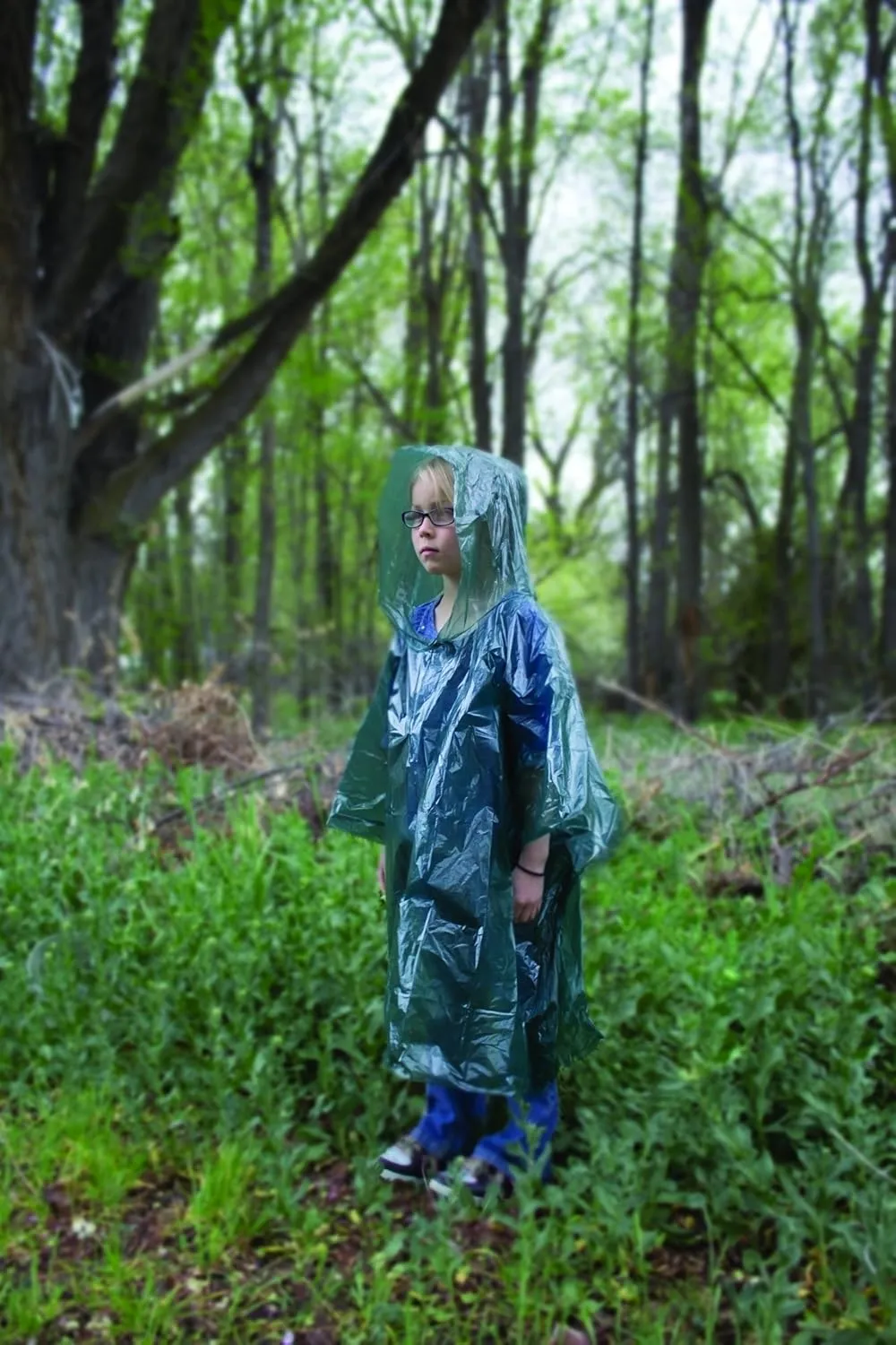 Emergency Red or Green Poncho, Emergency Rain Gear, Weather Protection. Disposable. Bulk Pack Options