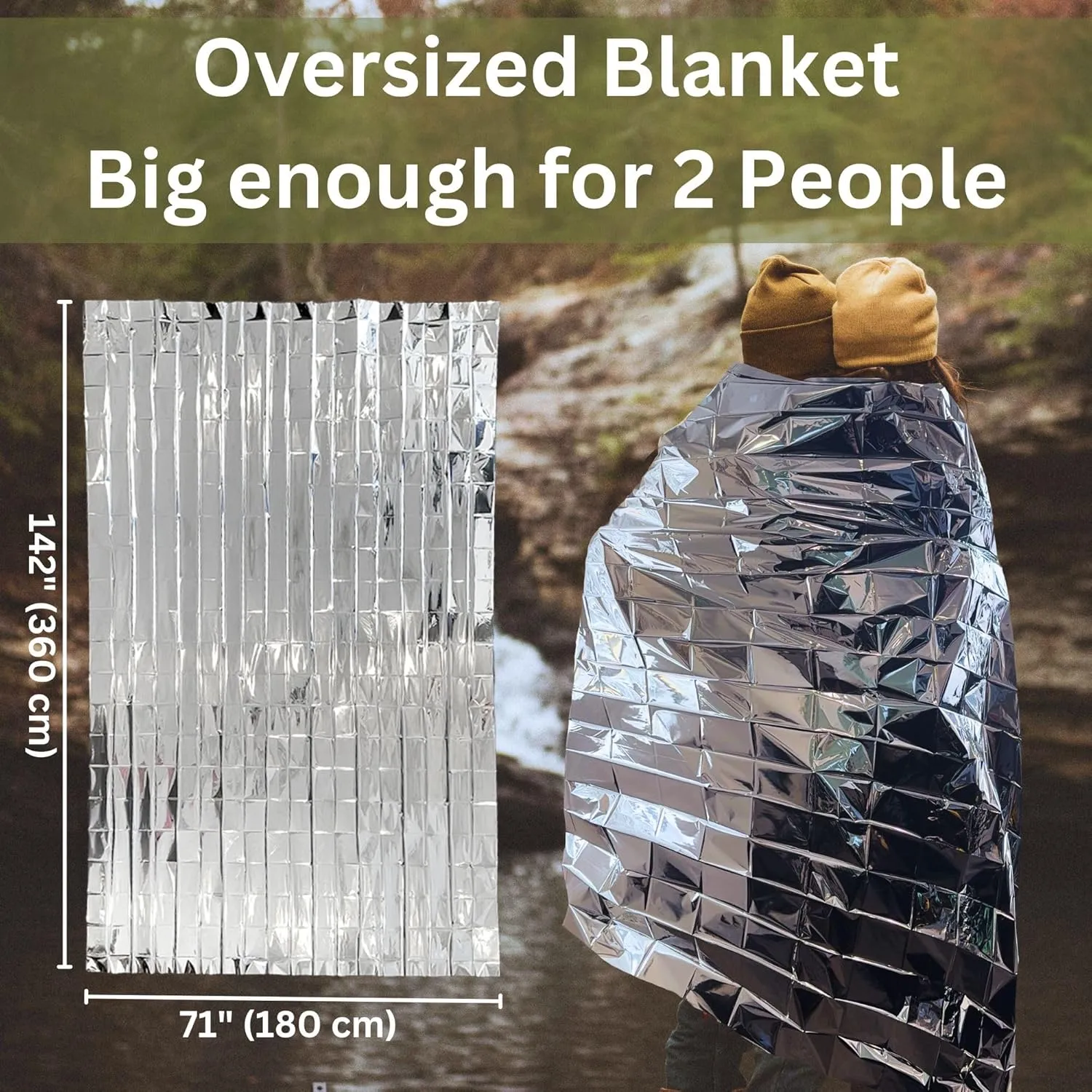 Emergency Zone 71x142 Inch Oversized Emergency Blanket, Reflective Thermal Blanket. Available in Single, 2, 3, 4, 5, 30 & 120 Packs