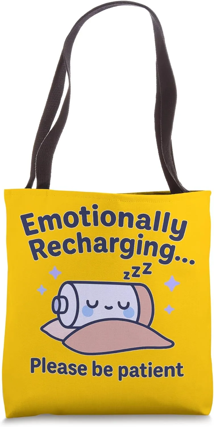 Emotionally Recharging Battery Mental Health Tote Bag