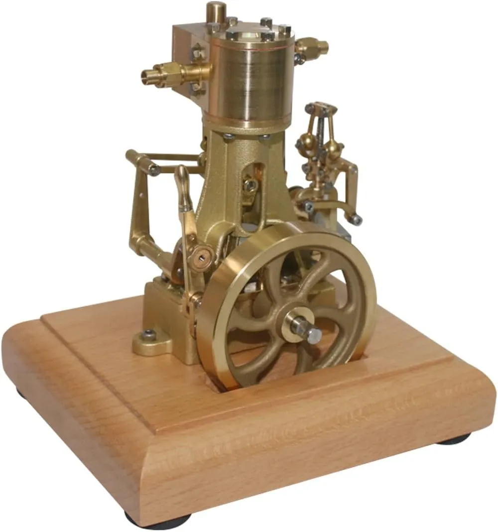 Engine Model Kit That Works, 1.85CC Mini Retro Vertical Single-Cylinder Reciprocating Double-Acting Steam Engine Model with Speed Reducer