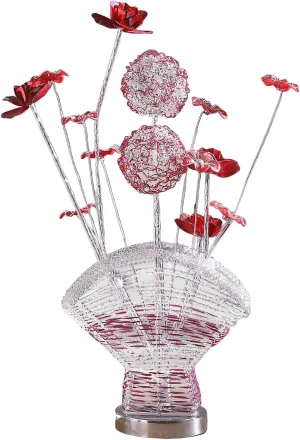 Enhance Your Space with Elegant Floral Table Lamp, Aluminum and Acrylic Design for Living Room or Bedroom, LED Bulbs Included