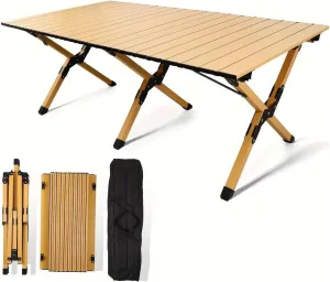 esmen Portable Outdoor Camping Table, Roll-Up Folding Picnic Table,Egg Roll Table for RVs, Backyards, and Beaches,Carry Bag Duty 330 lbs