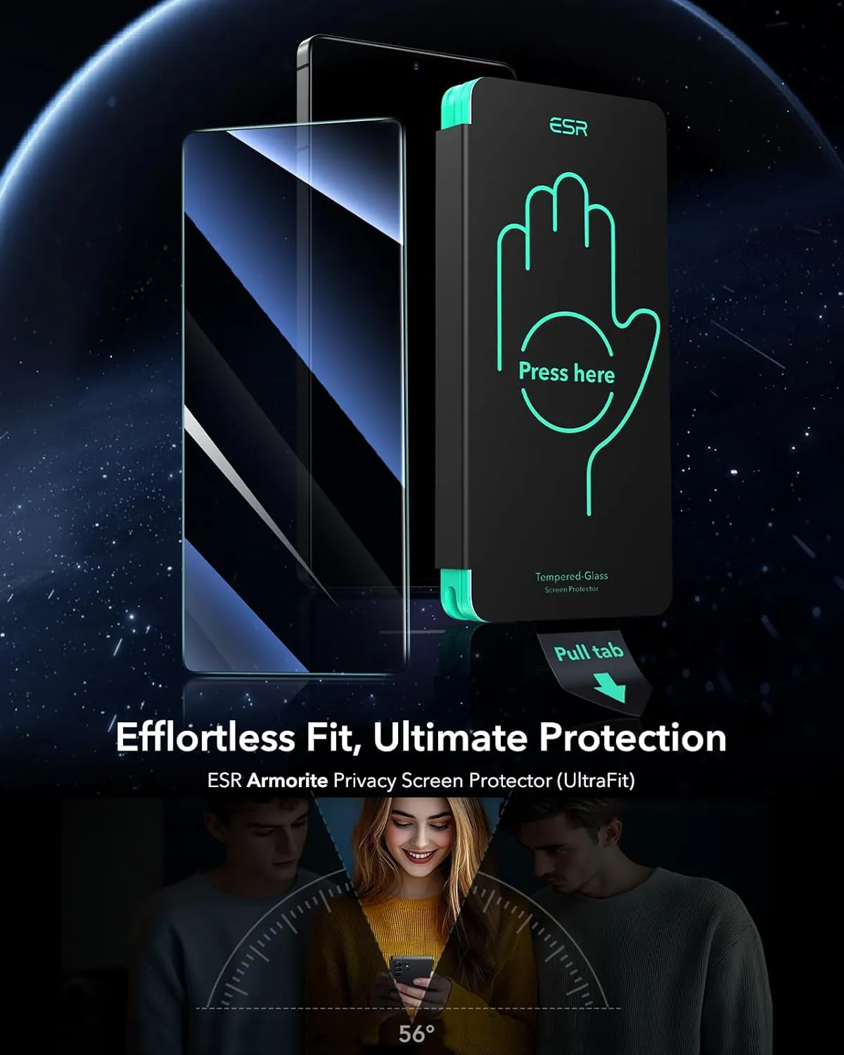 ESR 3 Pack for Samsung Galaxy S25 Ultra Privacy Screen Protector, 9H  Hardness Tempered Glass with Easy Installation UltraFit tray for Galaxy S25 Ultra [6.9”], Anti-Spy