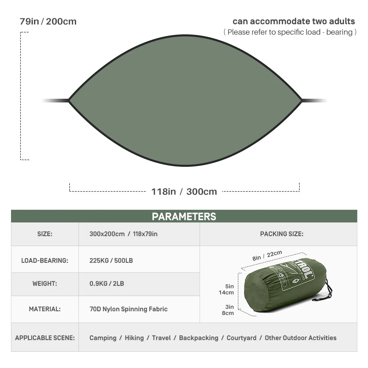 Etrol Toucan Hammock 2 person - Grey