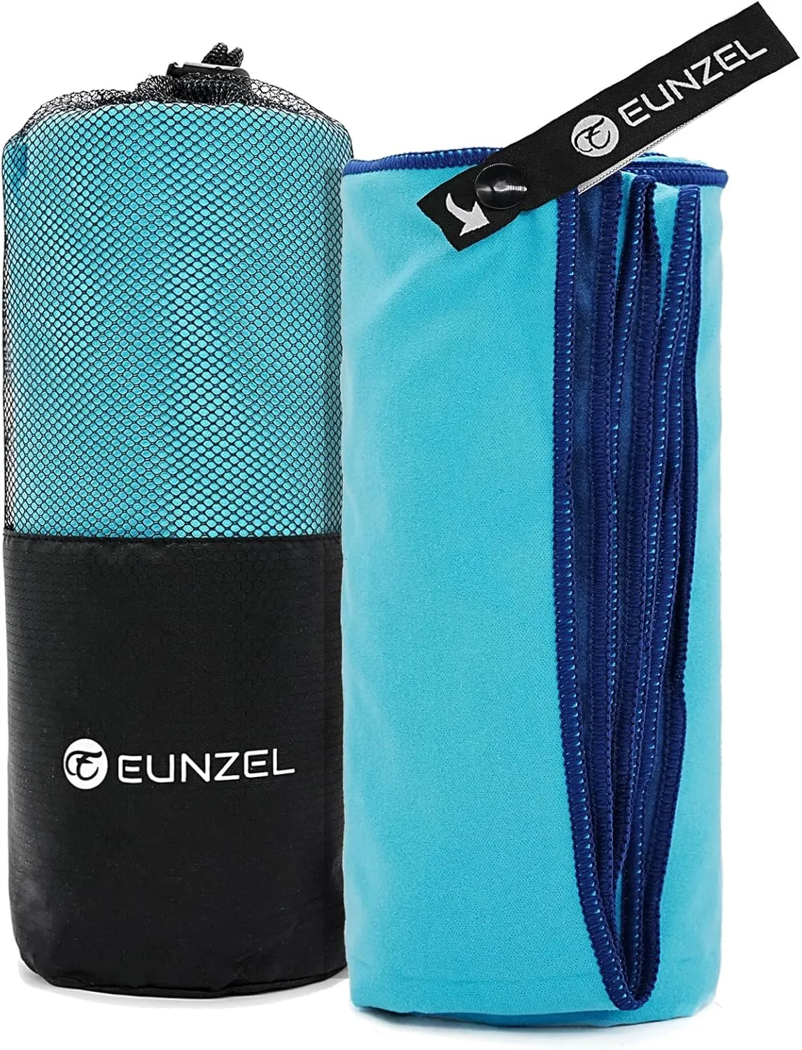 Eunzel Quick Dry Camping Towel, Microfiber Travel Towel Super Absorbent Fast Drying Towel for Camping, Beach, Gym, Backpacking, Yoga & Swimming(40" x 72", Navy/Cyan)