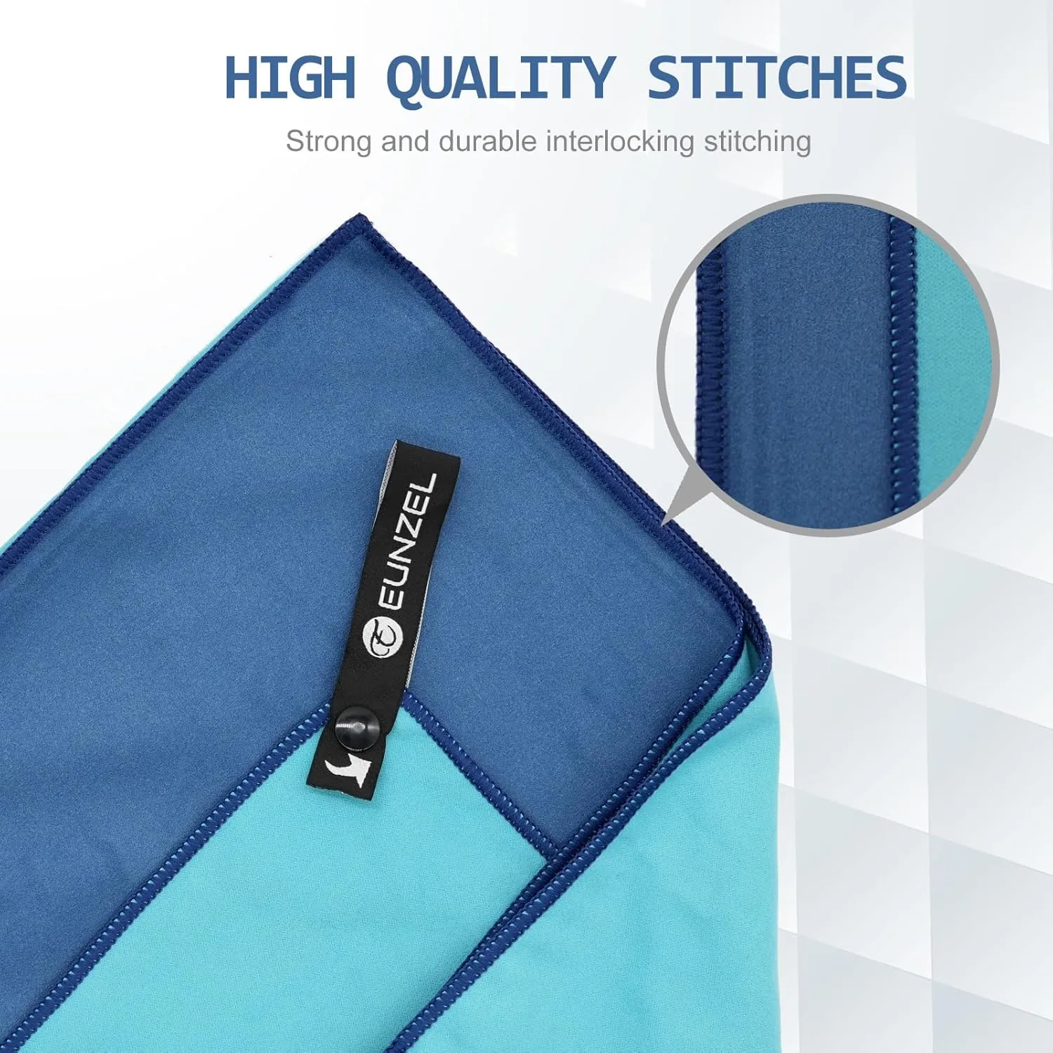 Eunzel Quick Dry Camping Towel, Microfiber Travel Towel Super Absorbent Fast Drying Towel for Camping, Beach, Gym, Backpacking, Yoga & Swimming(40" x 72", Navy/Cyan)