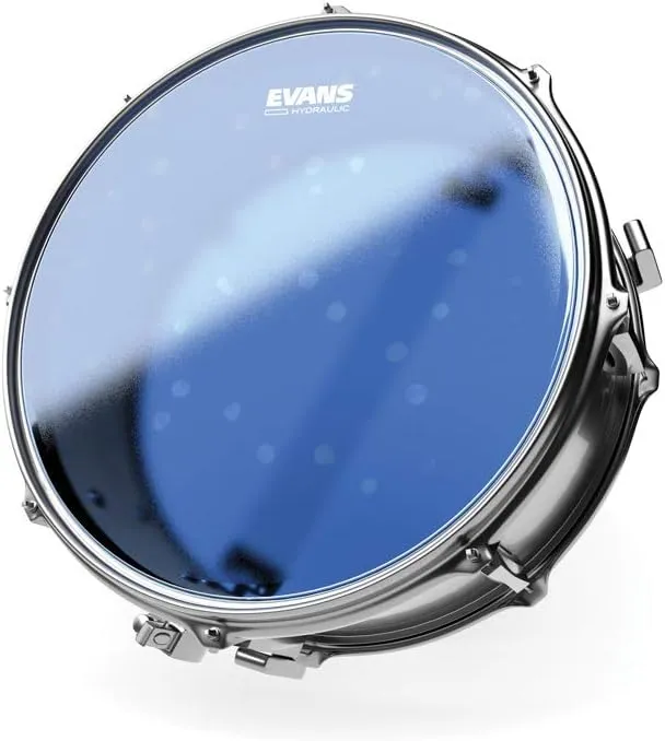 Evans Hydraulic Drum Heads - B14HB - Drum Head with Layer of Oil - Supresses Unwanted Overtones - Ideal for Rock, Metal, & Funk - Blue, 14 Inch