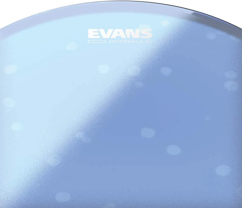 Evans Hydraulic Drum Heads - B14HB - Drum Head with Layer of Oil - Supresses Unwanted Overtones - Ideal for Rock, Metal, & Funk - Blue, 14 Inch