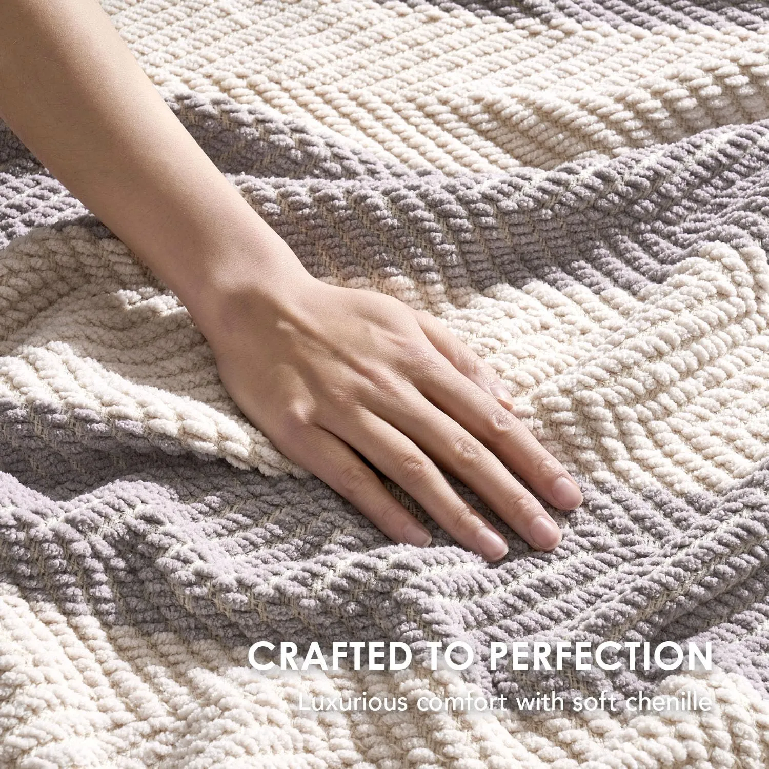 EVERGRACE Striped Chenille Knit Grey Throw Blanket for Couch, Textured Woven Boho Knitted Blanket for Bed, Super Soft Cozy Shabby Chic Knit Throw with Tassels for Farmhouse Home Decor, 60”x80”