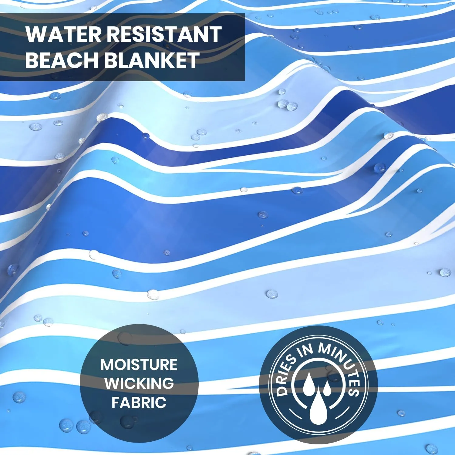 Everlasting Comfort Extra Large Beach Blanket Waterproof & Sandproof for up to 10 People - Lightweight Beach Mat, Picnic Mat, Outdoor Blanket - Ideal for Festivals, Camping (Blue, 10.7 x 9 FT)