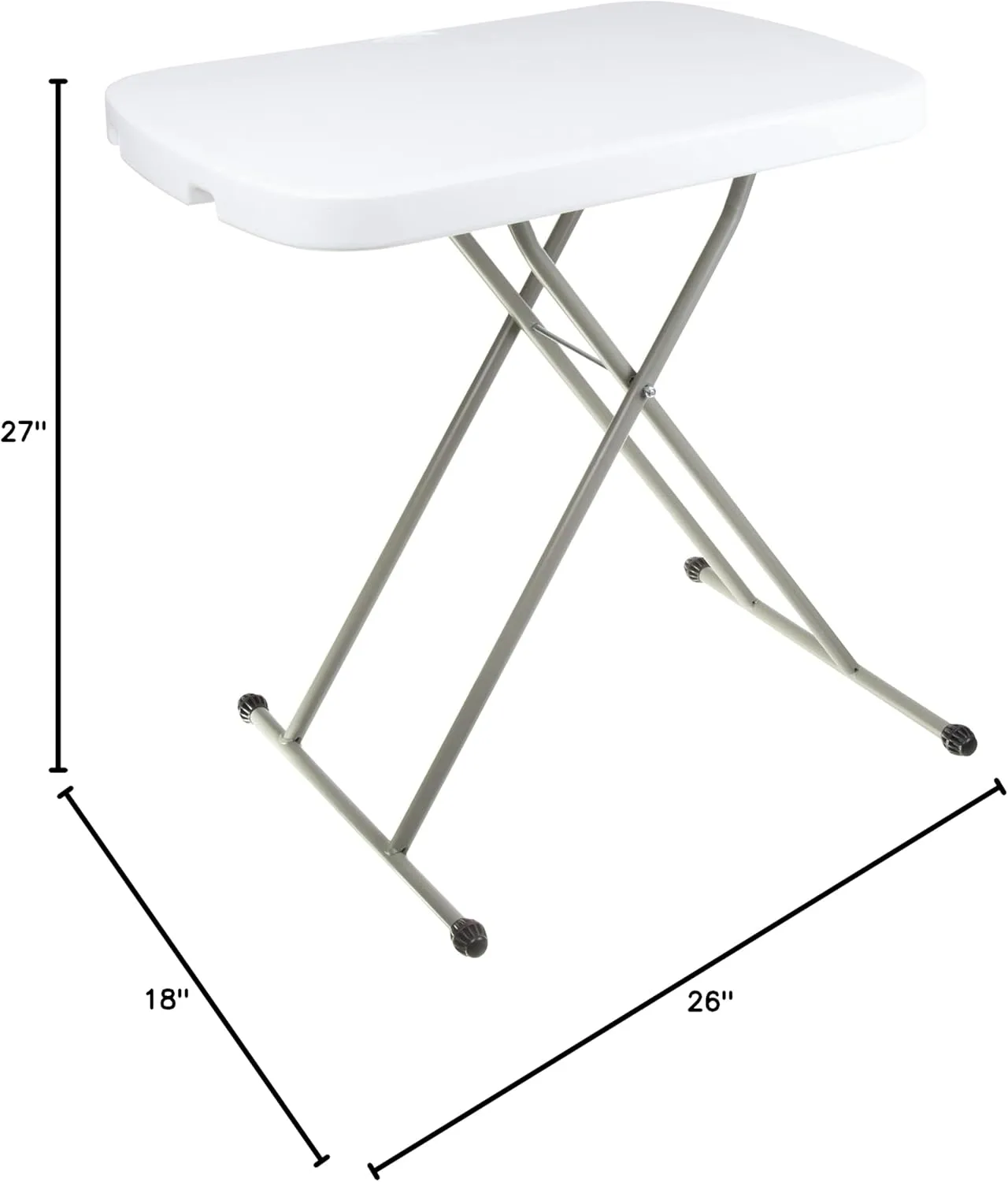 Everyday Home Folding Table - Lightweight Portable Folding Desk - Small Plastic Table for TV Tray, Playing Cards, and Craft Room (White)