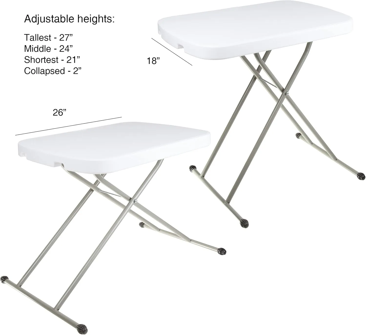 Everyday Home Folding Table - Lightweight Portable Folding Desk - Small Plastic Table for TV Tray, Playing Cards, and Craft Room (White)