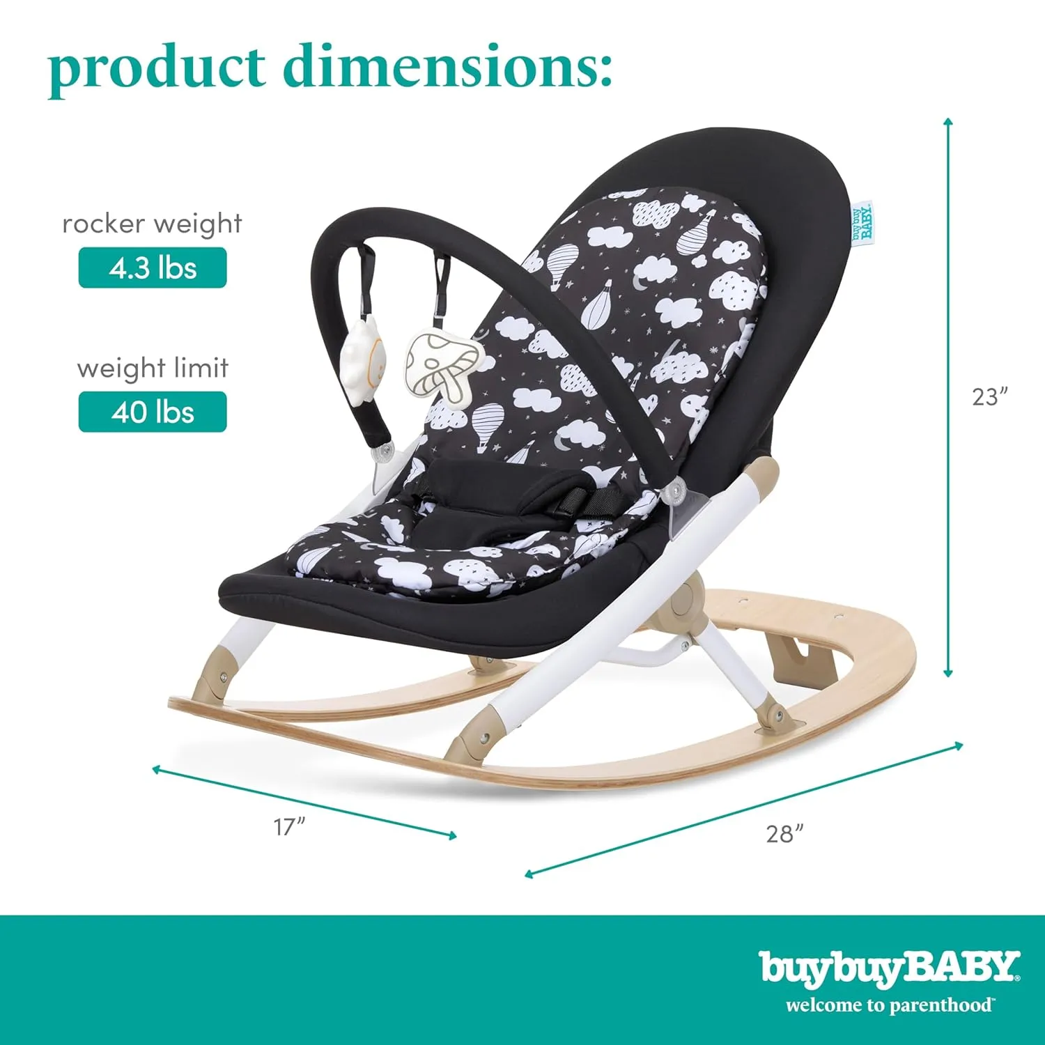 Evolur SleekSway Portable Rocker in Black White