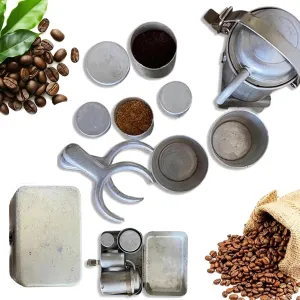 Extra Rare Collectors Camping Coffee Kit, Portable Espresso Maker, Nostalgia Gift for Coffee Lovers Collector, with Cups and Box Design, Travel/Camping/Outdoor Adventures (1 kit)