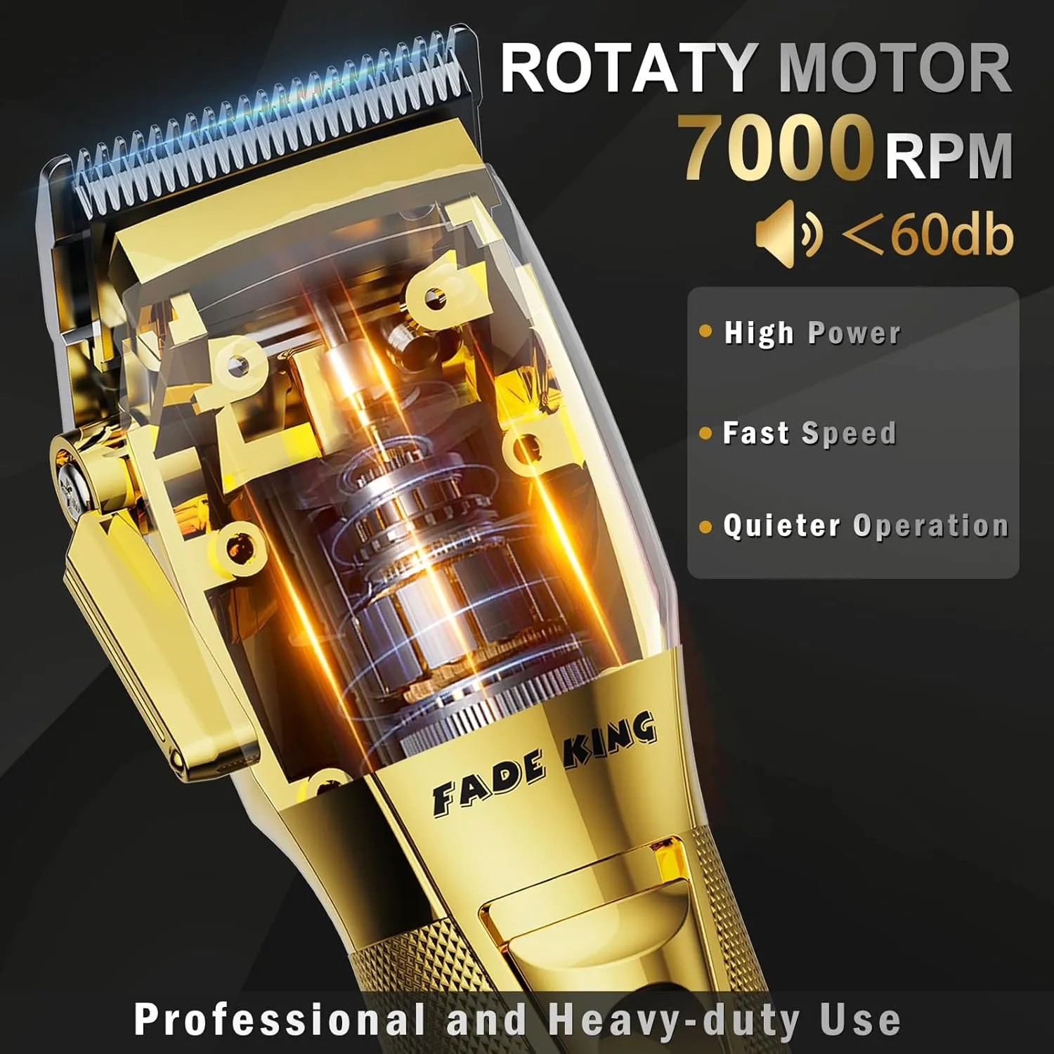 FADEKING® Professional Hair Clippers for Men - Cordless Hair Clippers, LCD Display Barber Clippers for Hair Cutting & Mens Grooming with Travel Case (Gold Bronze)