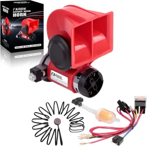 FARBIN Car Horn Kit 12V 150db Loud Air Horn with Compressor,Compact Horn with Relay Harness Button for Car Truck Jeep