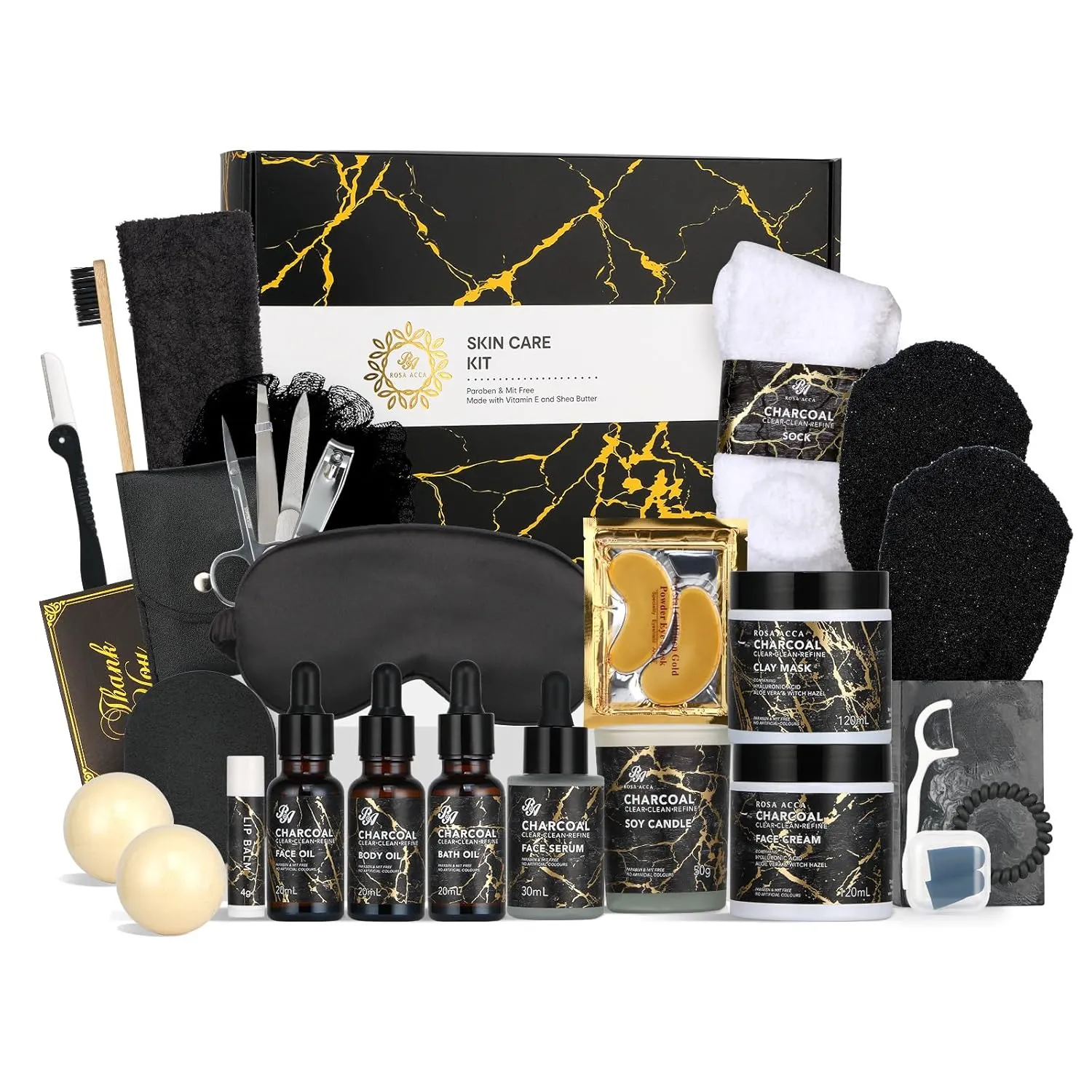 Father's Day Gift, Skin Care Set, 28pcs Body & Facial Kit Gifts for Women & Men includes Face Cream, Bath Oil, Scented Candle, Hyaluronic Acid Face Serum, Facial Skin Care Set, Birthday, Christmas,Dad