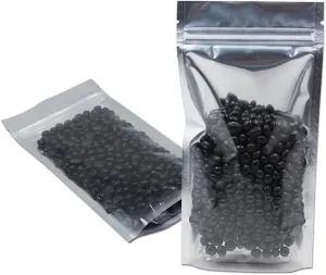 FERENLI 100 Pieces Stand Up Clear Front Zipper Lock Resealable Aluminum Mylar Foil Plastic Packaging Bag for Zip Heat Sealable Lock with Tear Notch Long Term Food Storage 4.7x7.9 inch