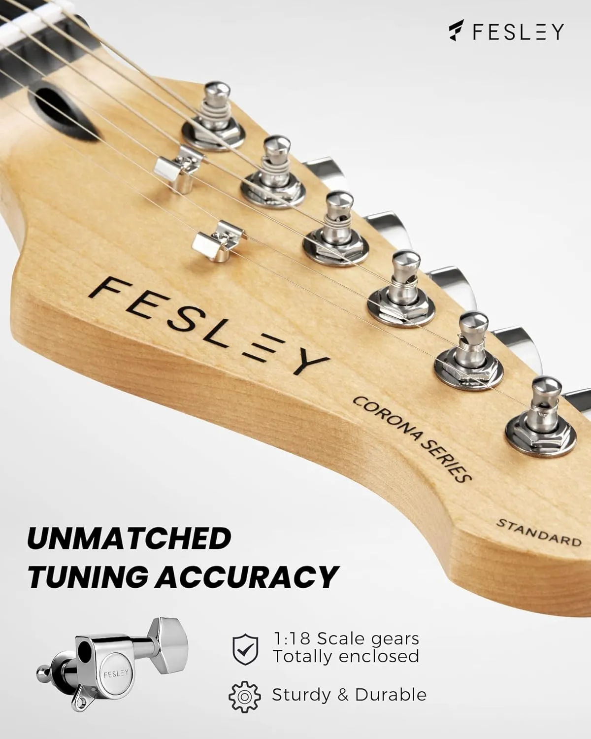 Fesley 39 Inch Electric Guitar: Beginner Electric Guitar Kit with HSS Pickup, Full Size Solid Body Guitar Starter Set with Amplifier, Bag, Strap, String, Cable, Picks, FST100, Sunburst