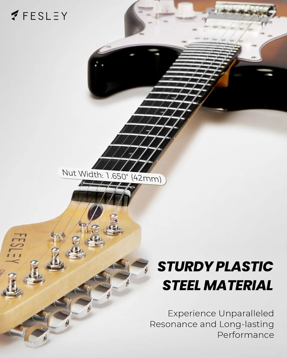 Fesley 39 Inch Electric Guitar: Beginner Electric Guitar Kit with HSS Pickup, Full Size Solid Body Guitar Starter Set with Amplifier, Bag, Strap, String, Cable, Picks, FST100, Sunburst